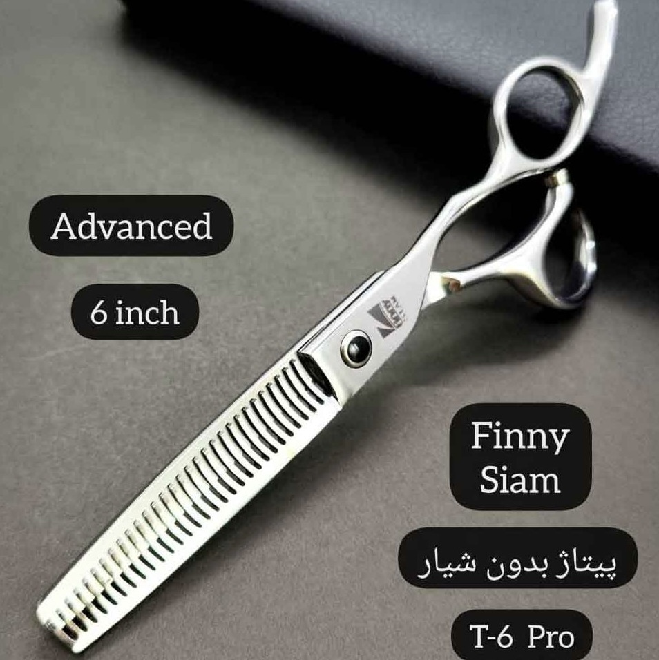 قیچی پیتاژ بدون شیار 6 اینچ تم مشکی فینی کد: T-6 Pro
